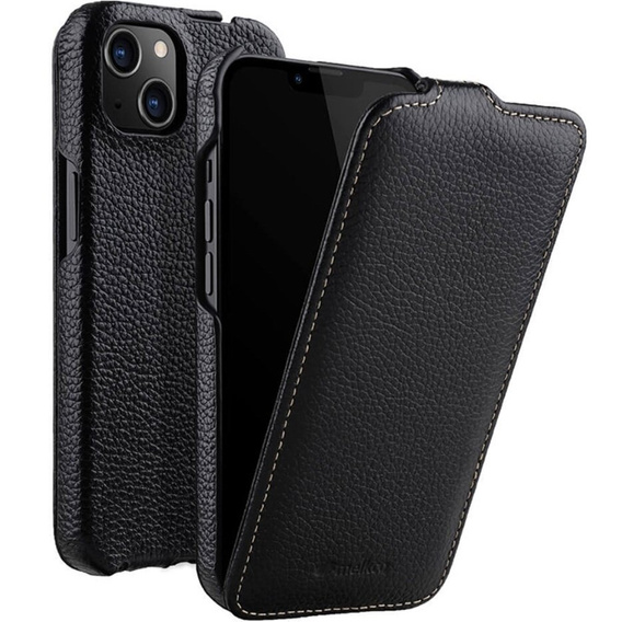 MELKCO flip case for iPhone 13, leather, flip, black