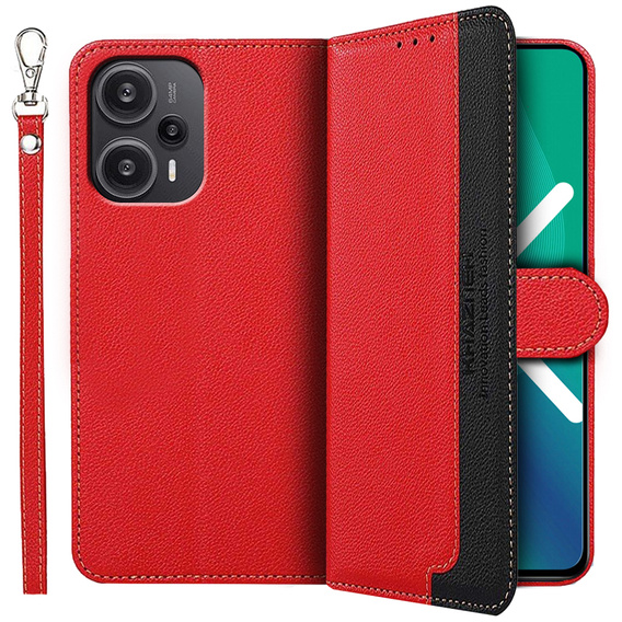 Flip case for Poco F5 5G, KHAZNEH RFID, red / black
