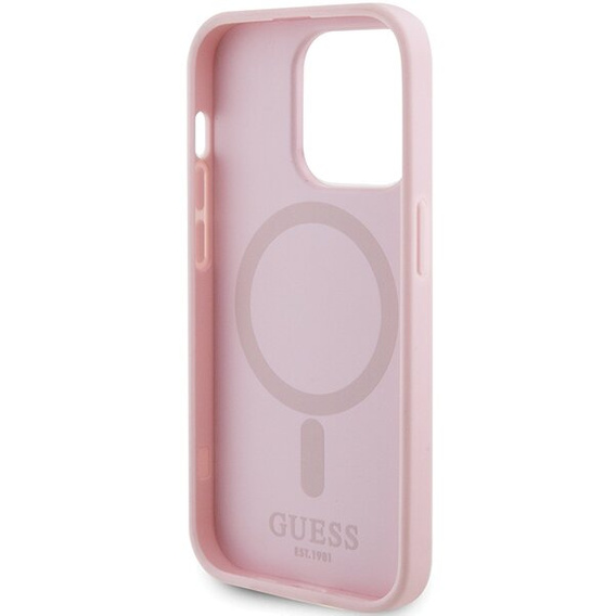 GUESS Case for iPhone 14 Pro, Saffiano MagSafe, pink