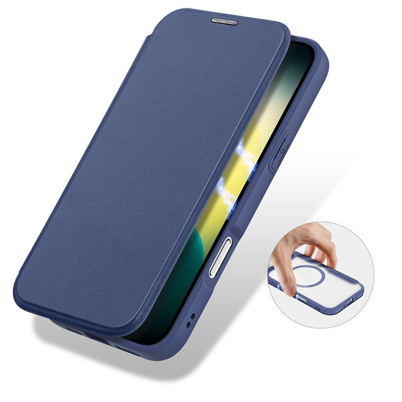 Dux Ducis case for iPhone Air, Skin X Pro, with flap, for MagSafe, navy blue
