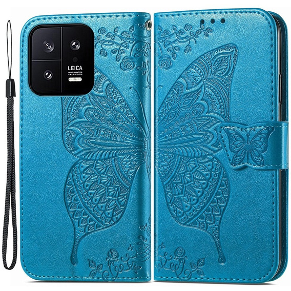 Flip case for Xiaomi 13, Butterfly, blue