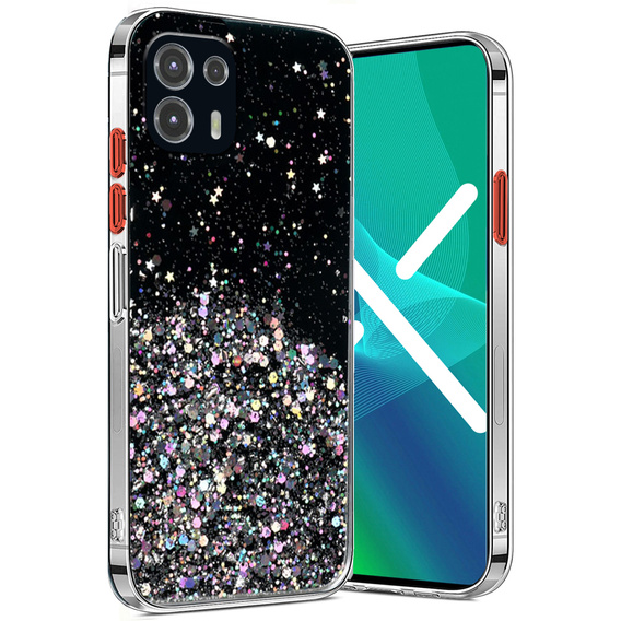 Case for Motorola Edge 20 Lite, Glittery, black