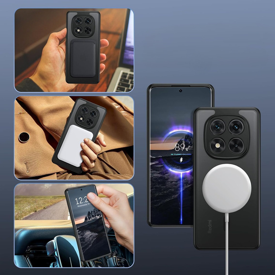 Case for Xiaomi Redmi Note 14 Pro 5G / Xiaomi Poco X7 5G, for MagSafe, ERBORD Matt Case, black