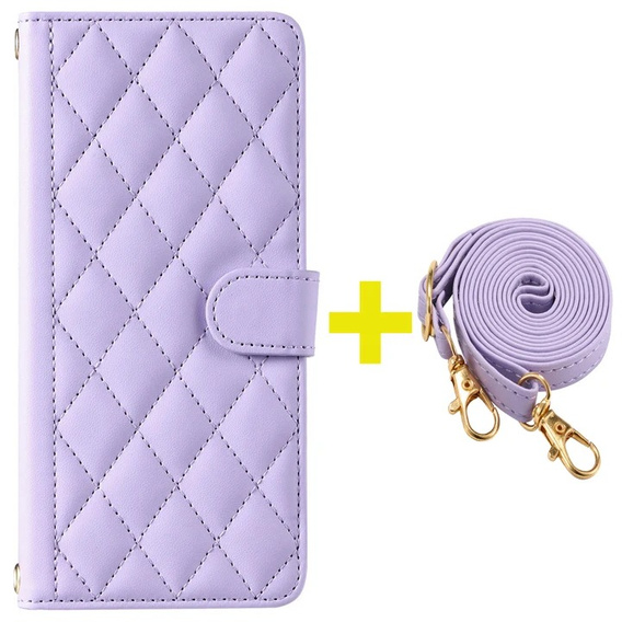 Flip case for Samsung Galaxy A16, Rhombus Crossbody Leather, purple