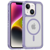 Case with frame for iPhone 13/14, for MagSafe, transparent / purple