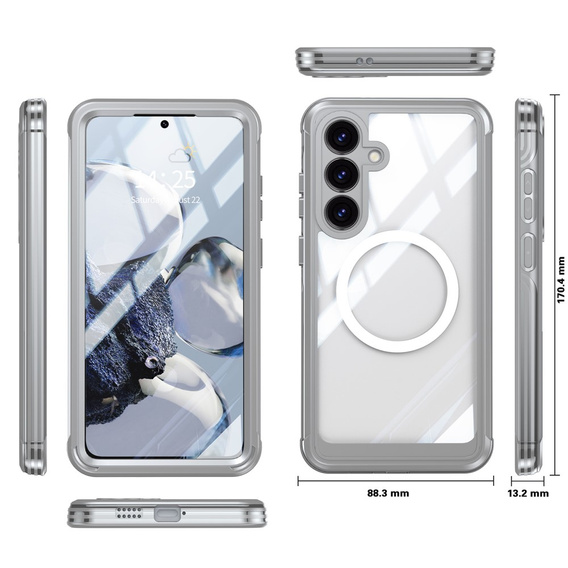 Case for Samsung Galaxy S25 FE, Shockproof, with glass, for MagSafe, grey