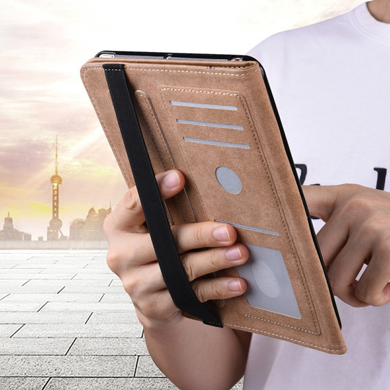 Case for Lenovo Tab M10 Plus TB-X606F, Classic, with space for stylus, brown