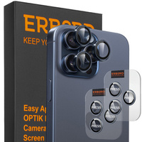 2x ERBORD OPTIK Pro Camera Tempered Glass for iPhone 16 Pro/16 Pro Max / 15 Pro/15 Pro Max/14 Pro/14 Pro Max, titanium blue