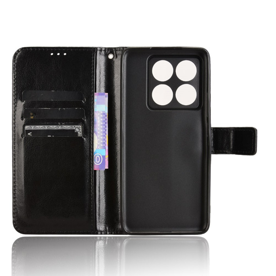 Flip case for Xiaomi 14T Pro, Crazy Horse Wallet, black