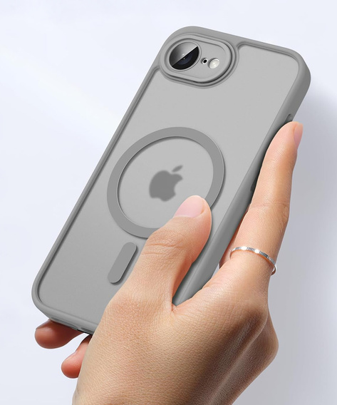 Case for iPhone 16E, for MagSafe, ERBORD Matt Case, titanium grey + Screen Glass