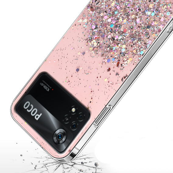 Case for Xiaomi Poco X4 Pro 5G, Glittery, pink