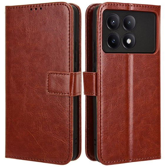 Flip case for Xiaomi Poco F6 Pro, Crazy Horse Wallet, brown