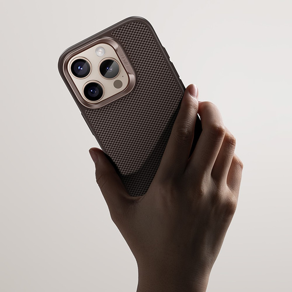 BENKS Kevlar Case for iPhone 16 Pro, for MagSafe, Carbon Fiber, brown