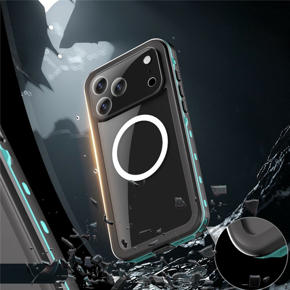 Case for iPhone 17 Pro Max, IP68 waterproof, SHELLBOX MagSafe, blue
