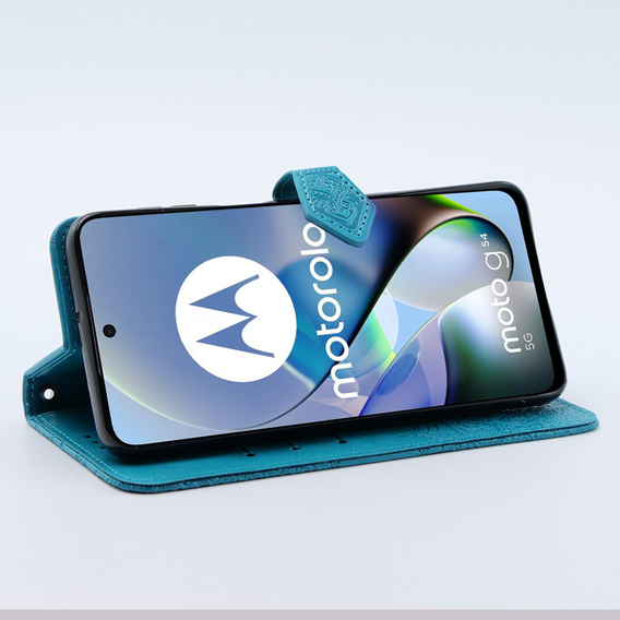 Flip case for Motorola Moto G54 5G, Mandala, blue