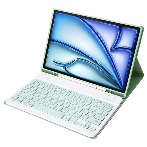 Case + keyboard Apple iPad Air 11" 6 gen. 2024, Leather Pen Slot, light green