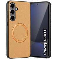 Case for Samsung Galaxy S24 FE, Leather Hybrid MagSafe, gold