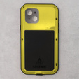 Love Mei Case for iPhone 13 mini, armored with glass, yellow / black