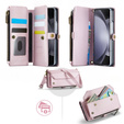 Case CASEME for Samsung Galaxy Z Fold6 5G, RFID Leather Wallet, with shoulder strap, pink