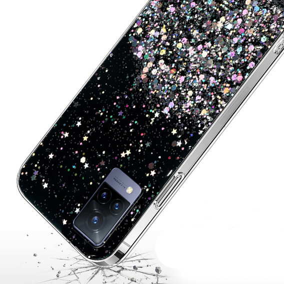 Case for Vivo V21 5G, Glittery, black
