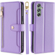 Flip case for Samsung Galaxy M34, Wallet Zipper Pocket, purple
