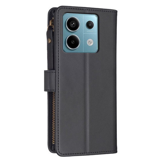Flip case for Xiaomi Redmi Note 13 Pro 4G / Xiaomi Redmi Note 14S / Xiaomi Poco M6 Pro 4G, Wallet Zipper Pocket, black