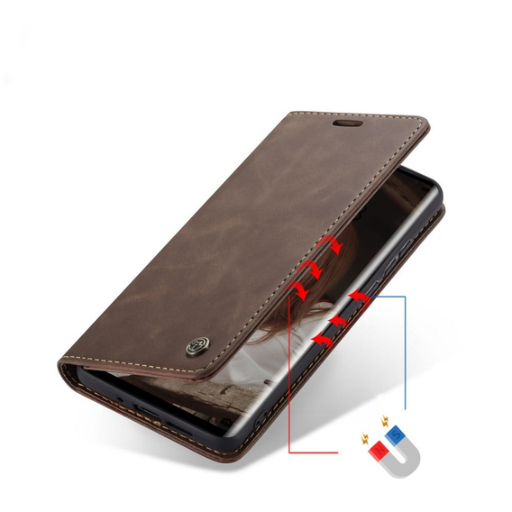 CASEME case for Huawei P30 Pro, Leather Wallet Case, dark brown