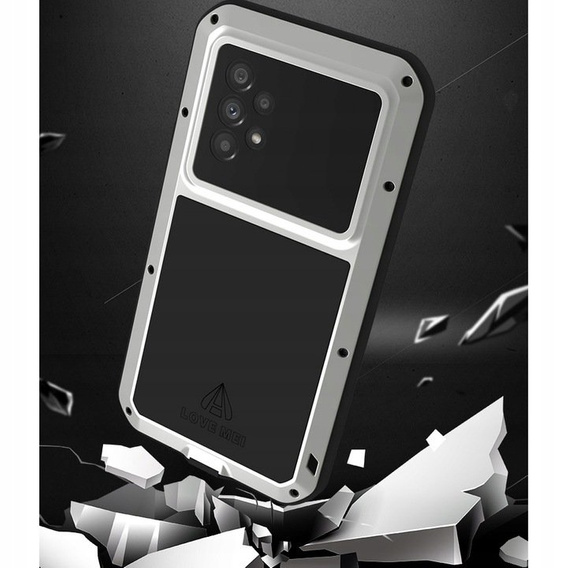Love Mei Case for Samsung Galaxy A53 5G, armored with glass, silver