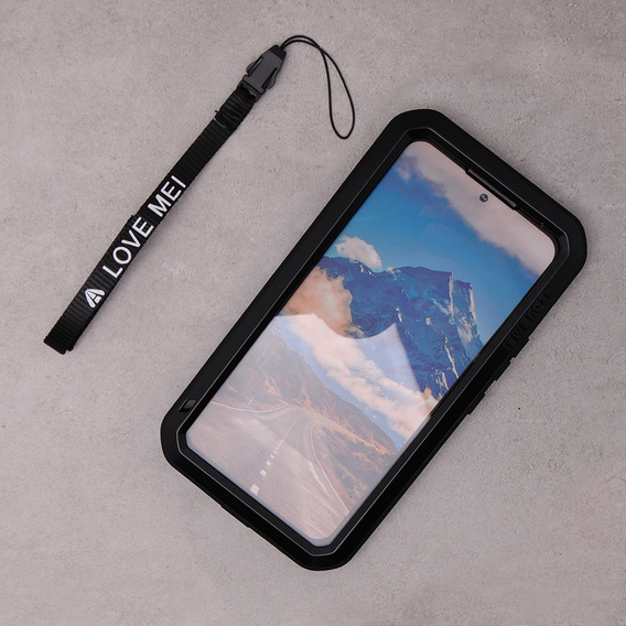 Love Mei Case for Samsung Galaxy A54 5G, armored with glass, black