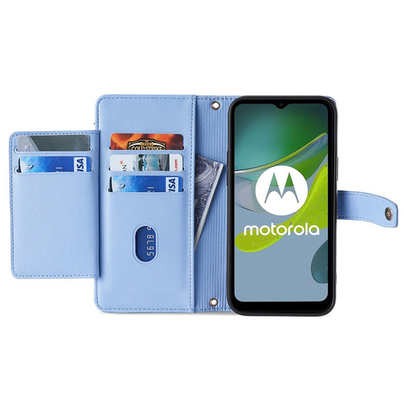 Flip case for Motorola Moto G54 5G, Wallet Zipper Pocket, blue