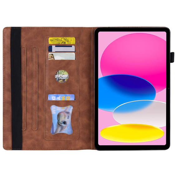 Case for iPad 10.9 2022 10 Gen, Classic, with space for stylus, brown