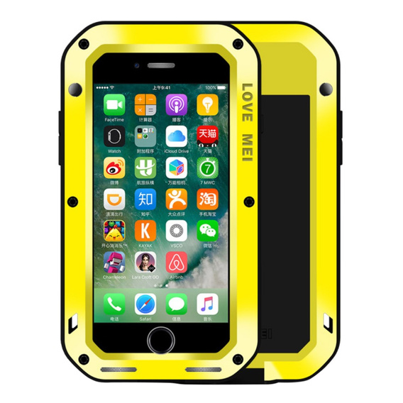 Love Mei Case for iPhone 8 Plus/7 Plus, armored with glass, yellow