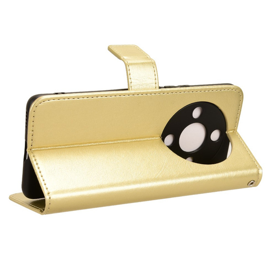 Flip case for Honor Magic 6 Lite 5G, Crazy Horse Wallet, gold