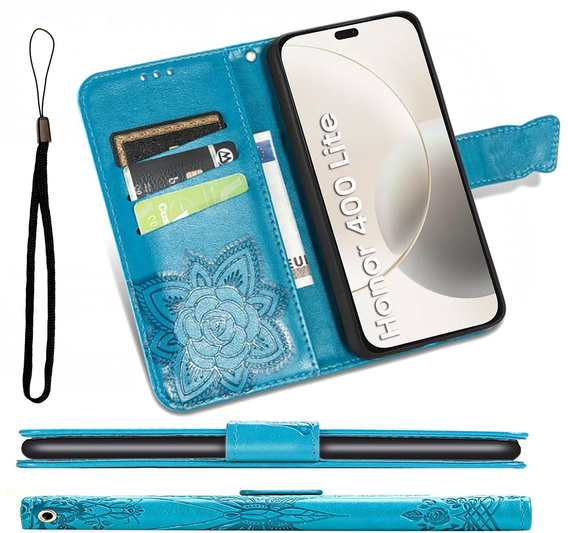 Flip case for Honor 400 Lite, Butterfly, blue