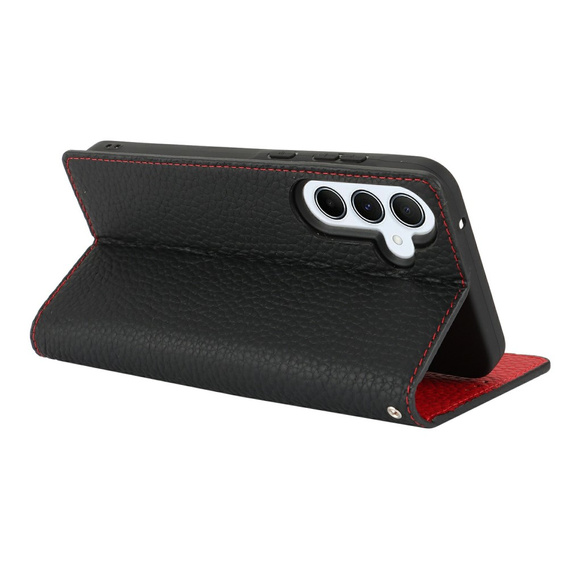 Flip case for Samsung Galaxy S25+ Plus, Litchi Skin Grain, black