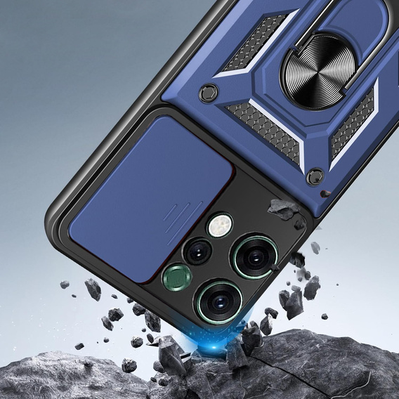 Armoured case for Oppo Reno 14, with camera protection, with stand, blue