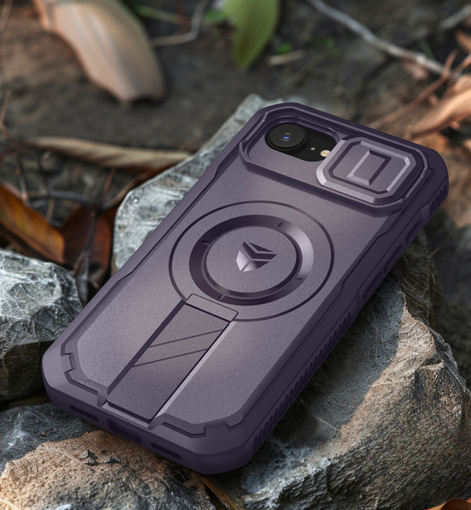 Armored case for iPhone 16e, Dexnor CamProtect MagSafe, purple
