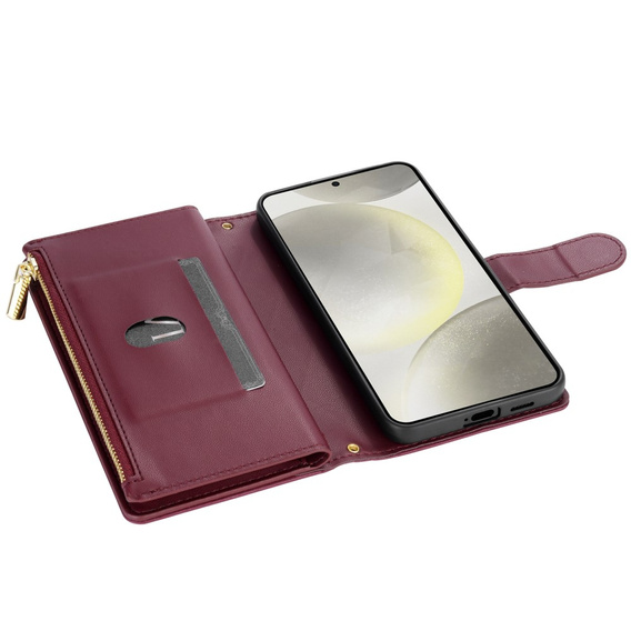 Flip case for Samsung Galaxy S25 Edge, Rhombus Crossbody Leather, maroon