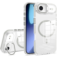 Case for iPhone Air, for MagSafe, with stand, transparent with grey inserts