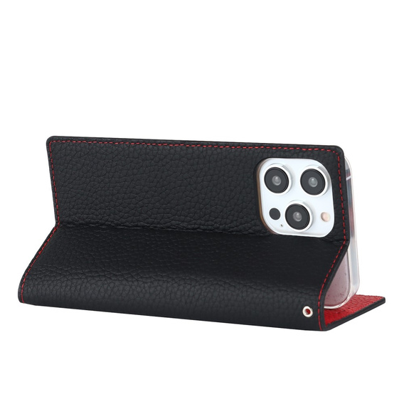 Flip case for iPhone 14 Pro, Litchi Skin Grain, black