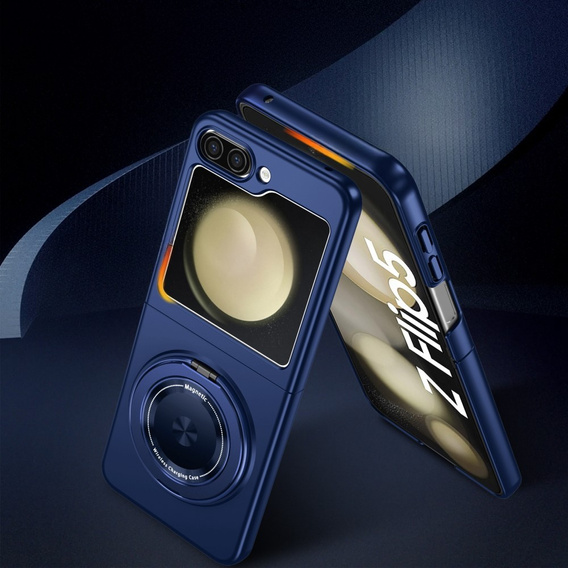 GKK case for Galaxy Z Flip 5 5G, Corners Dropproof MagSafe, clear / purple