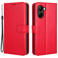 Flip case for Realme C33, Crazy Horse Wallet, red