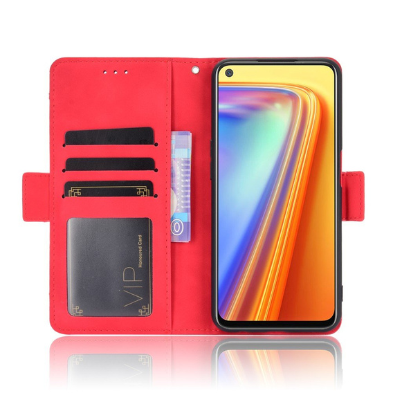 Flip case for Realme 7, Card Slot, red