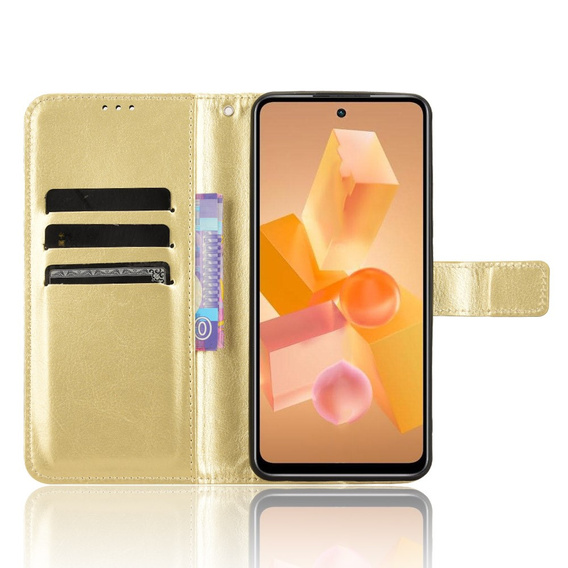 Flip case for Infinix Hot 40i, Crazy Horse Wallet, gold