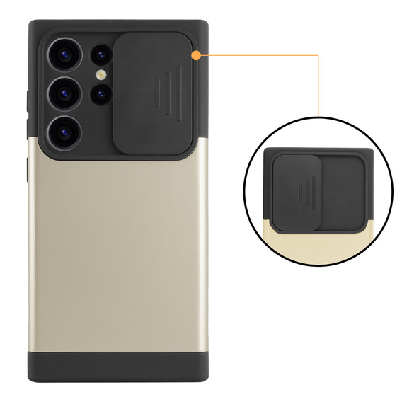 Case for Samsung Galaxy S24 Ultra, ERBORD MagProtect Slide Camera, gold