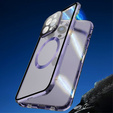 Magnetic Dual Glass MagSafe case for iPhone 15 Pro Max, purple