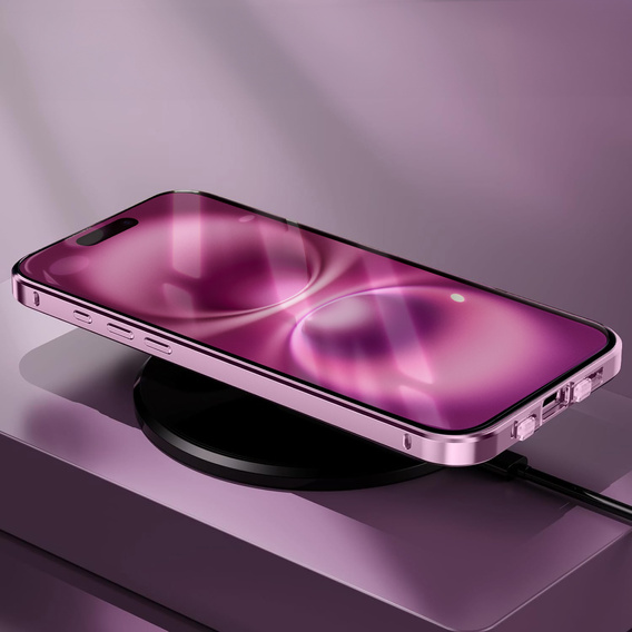 Magnetic Dual Glass MagSafe case for iPhone 16, pink rose gold