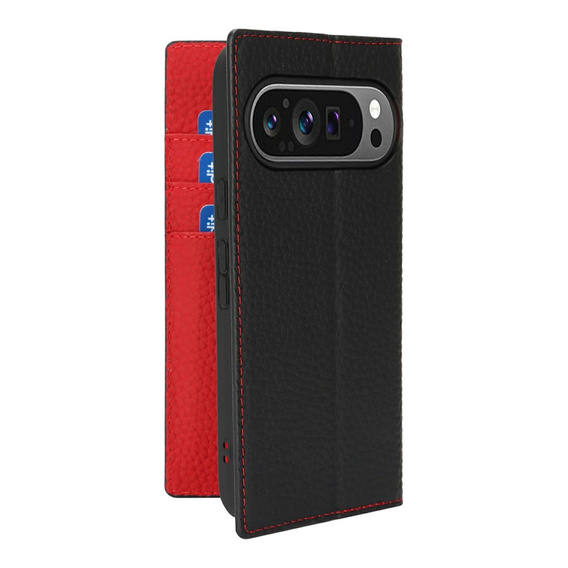 Flap case for Google Pixel 10 / 10 Pro, Litchi Grain leather, black