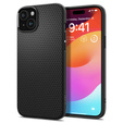 Spigen case for iPhone 15, Liquid Air, black + 9H Tempered Glass