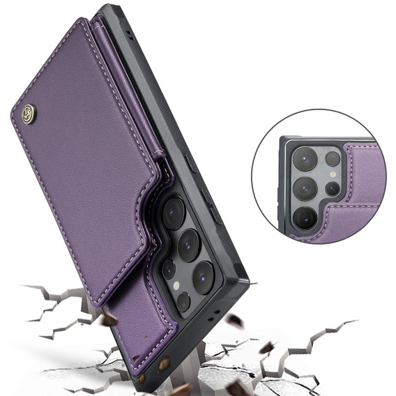 CASEME flip case for Samsung Galaxy S25 Ultra, Litchi Wallet, purple